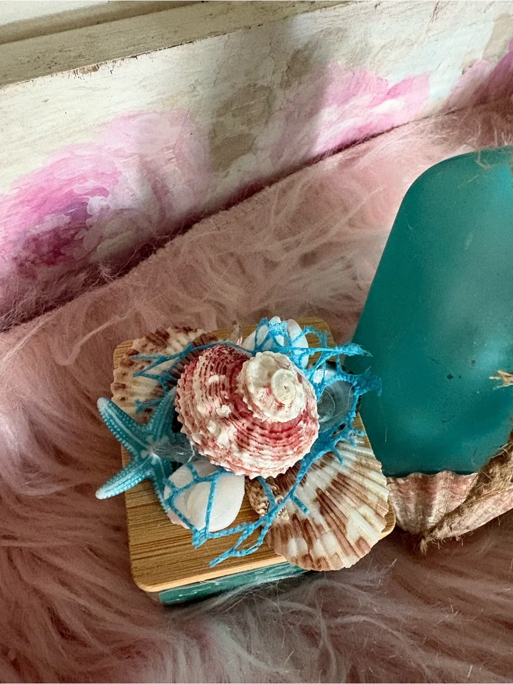 Coastal Teal Glass Bottle with Jute Wrap - (Brand Unbranded)